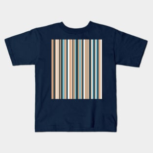 Vertical stripped pattern, in sepia and blue shades Kids T-Shirt